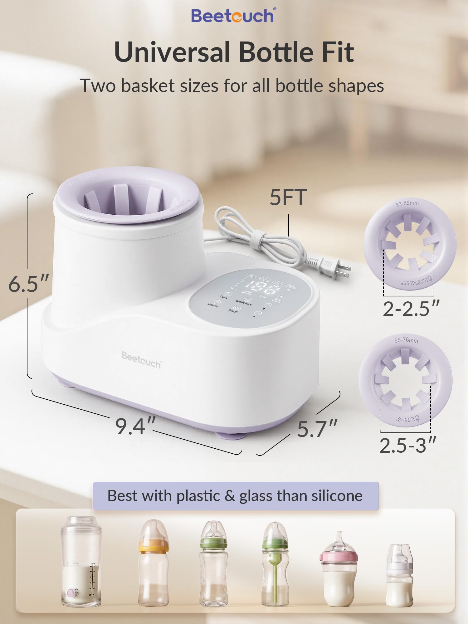 Chauffe-biberon sans eau et mélangeur – Chauffage du flux d'air à 360° et basculement doux, contrôle précis de la température du cœur pour lait maternel et lait maternisé