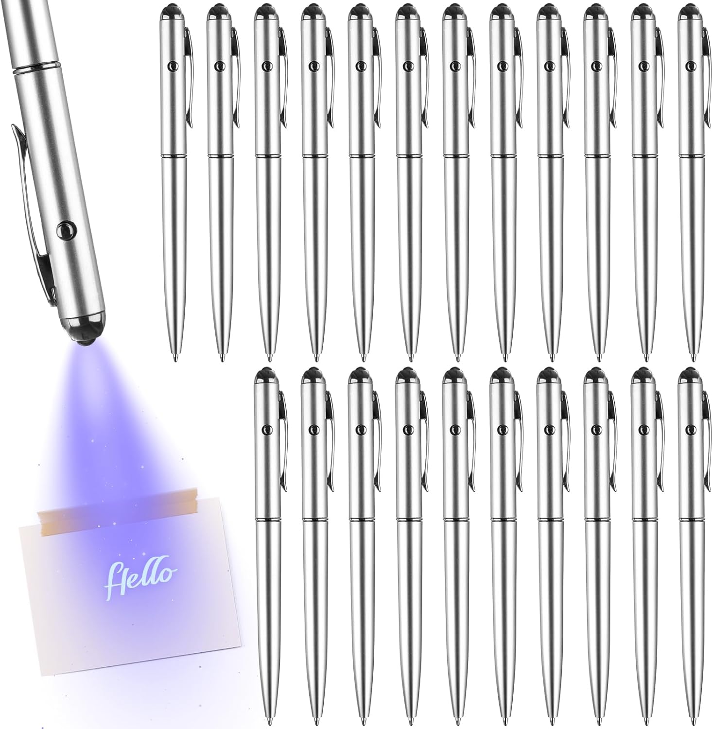 Invisible Ink Pen 30 Pcs Spy Pen with UV Light Magic Marker Pens for Secret Message and Birthday Writing Secret Message for Valentine's Day, with 30 Replaceable Pen Refills
