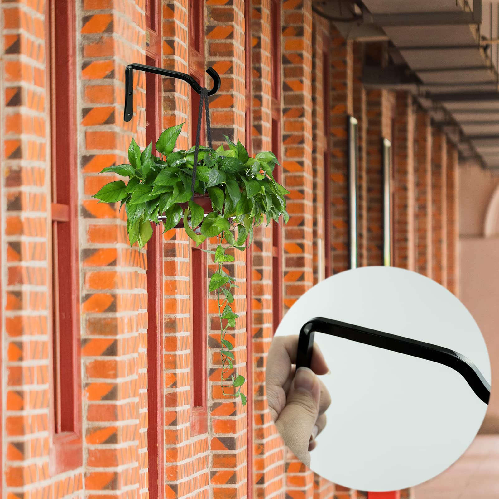 2 Pack Hanging Basket Bracket,Hanging Basket Brackets Outdoor,Hanging Basket Hooks,Wall Hanging Basket Holder Hanger for Garden Lawn Light Flower Pots Bird Feeders Plants Lanterns Wind Chimes (Black) - Image 4