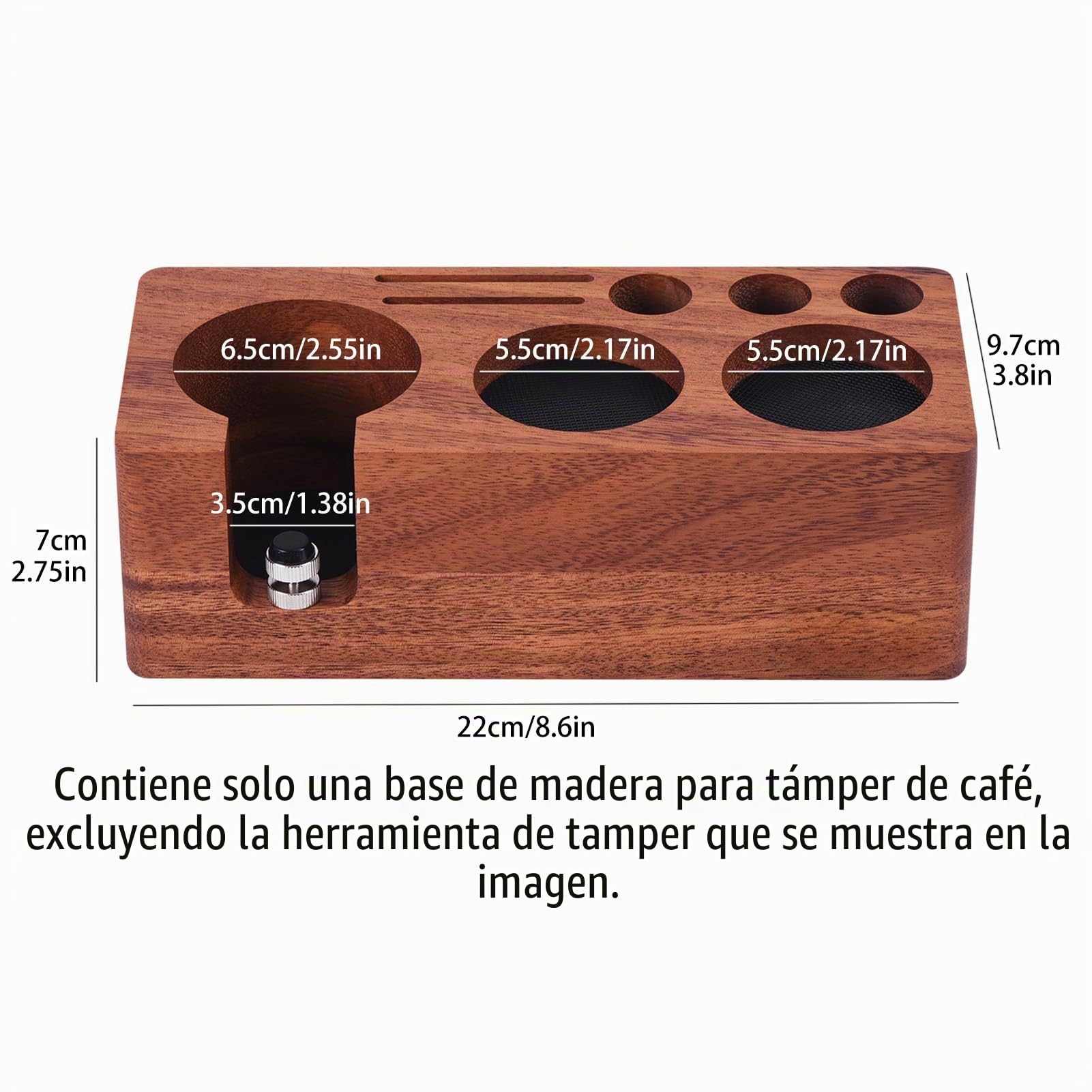 LingTing ​Estación de Prenado Espresso 51/54MM en Nogal Macizo - Base Anti-Presión para Cafetera Profesional, Organizador de Encimera con Soporte para Tamper