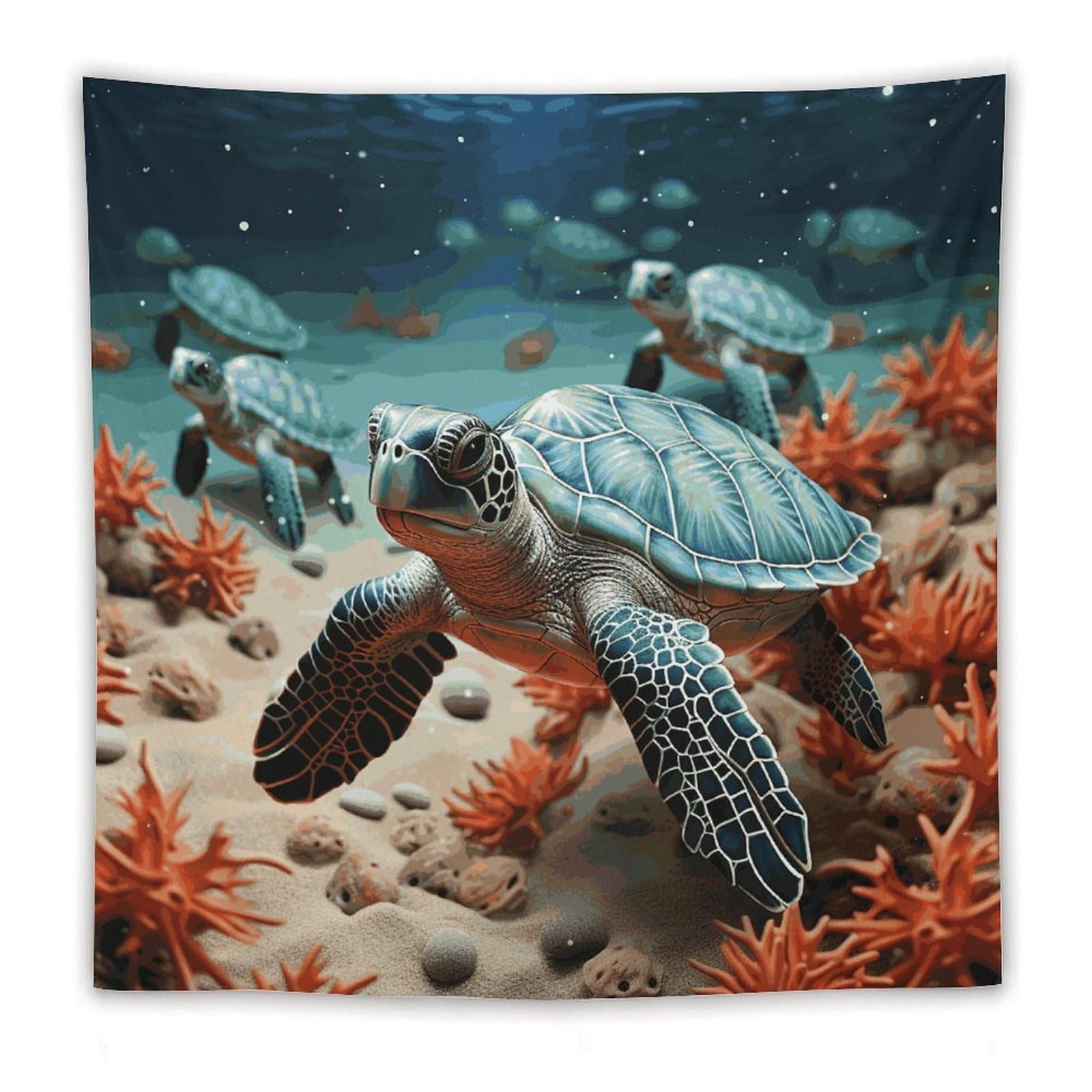 LDGSUPH Turtle Starfish Tapestry Wall Hanging Decor Anti-fading Aesthetic Wall Tapestries Fashion Wall Blanket Decor Modern Wall Art Tapestry for Bedroom Home Decor 60"x60"