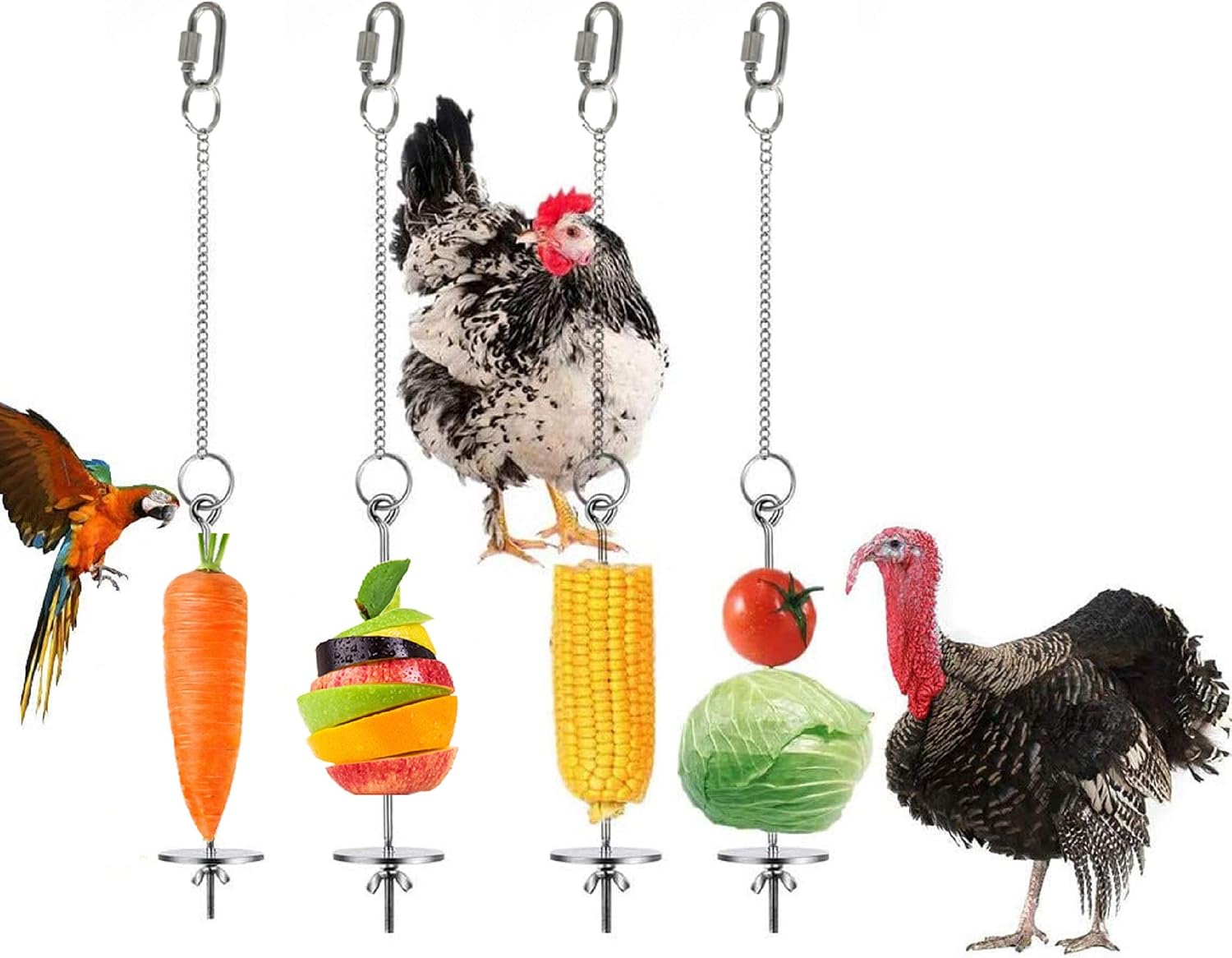 Chicken Veggies Skewer Fruit Holder for Hens Pet Chicken Vegetable Hanging Feeder Toy for Hens Large Birds