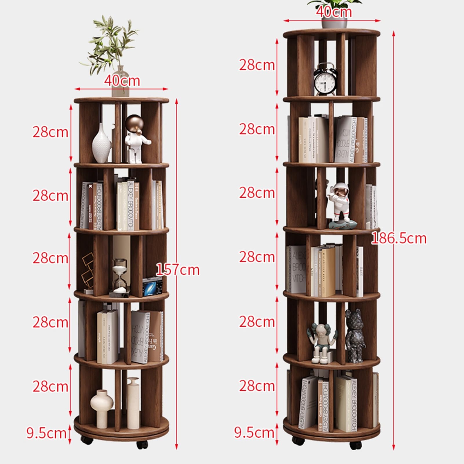 Amazon.co.jp: 回転式本棚、ユニバーサルホイール付き360度回転