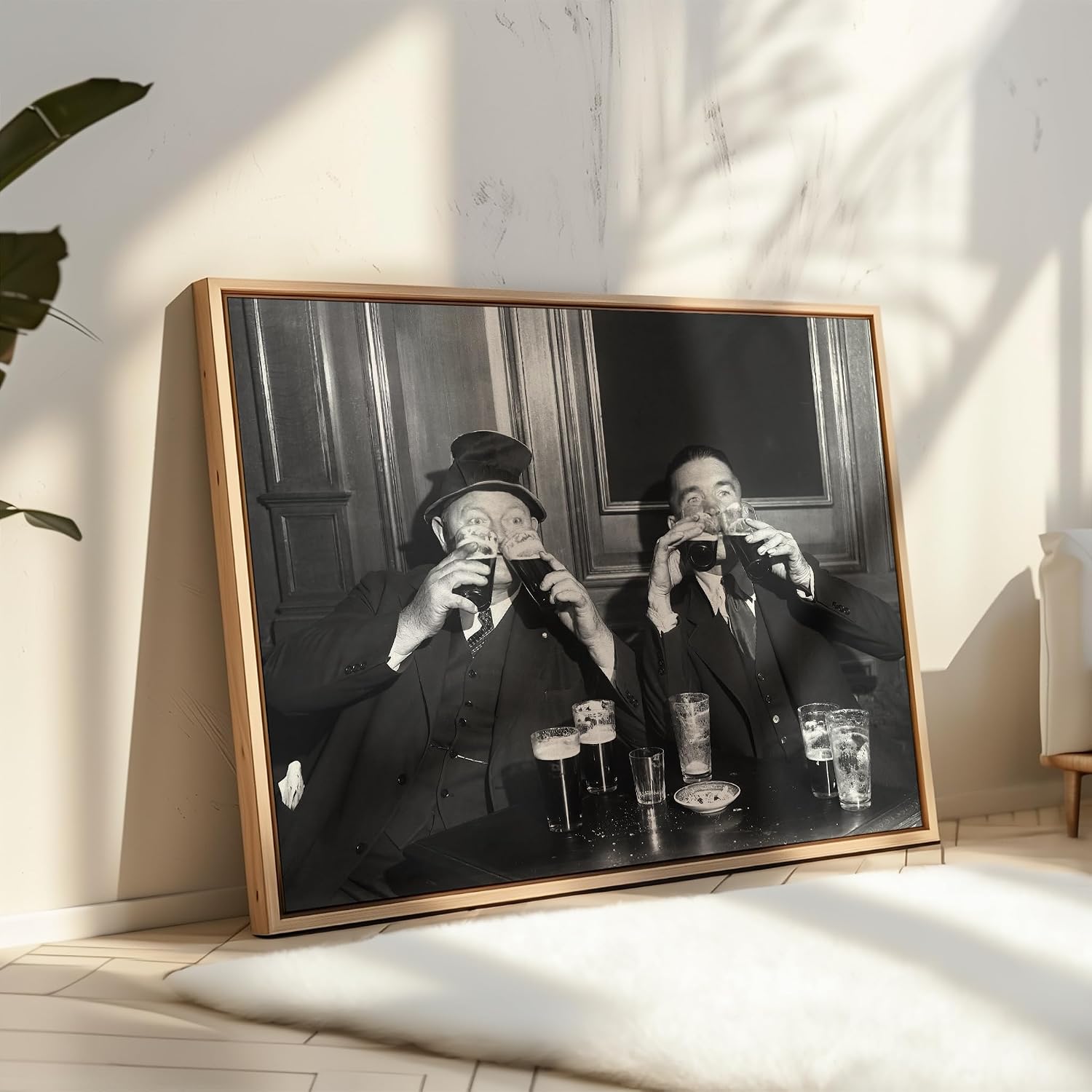 Poster Master Vintage Beer Poster - Retro Men Drinking Beer Print - Black & White Art - Funny Gift for Men, Bartender, Husband - Decor for Restaurant, Bar Man Cave, Kitchen - 8x10 UNFRAMED Wall Art