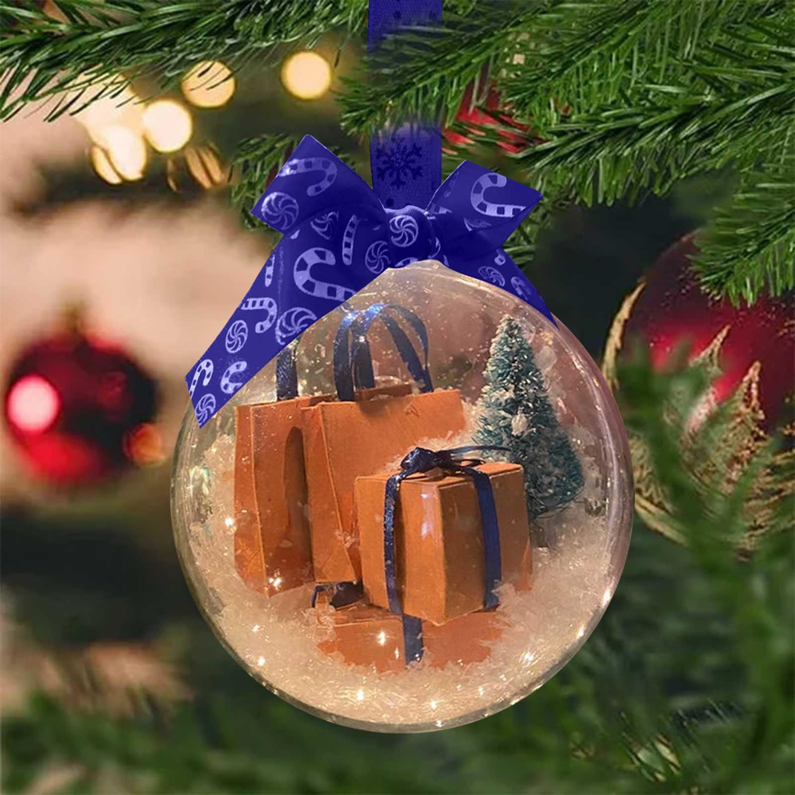 2023 New Creative Christmas Ball Ornaments - 3.54" Mini Packages Transparent Ball Ornaments - Christmas Tree Venue Layout Props Decorations for Home Office Halloween Christmas Decor Gifts (I)