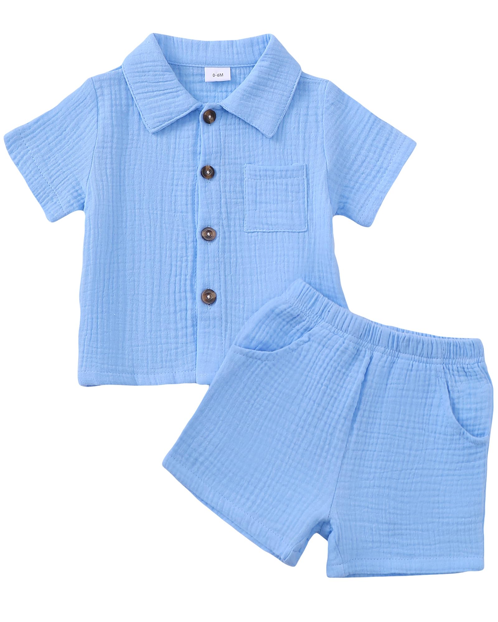 Jecson Baby Boy Clothes Baby Boy Outfits Baby Boy Summer Clothes Cotton 2 Piece Set with Button Down Shirt and Shorts 0-3T