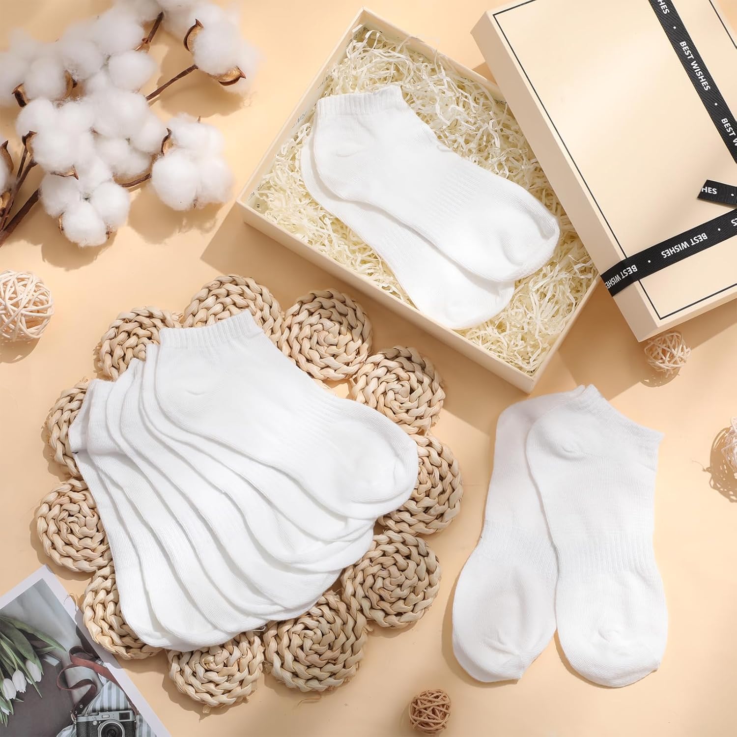 100 Pcs Low Cut Ankle Socks in Bulk for Homeless White Unisex Thin Breathable Socks No Show Anti Slid Athletic Socks - Image 3