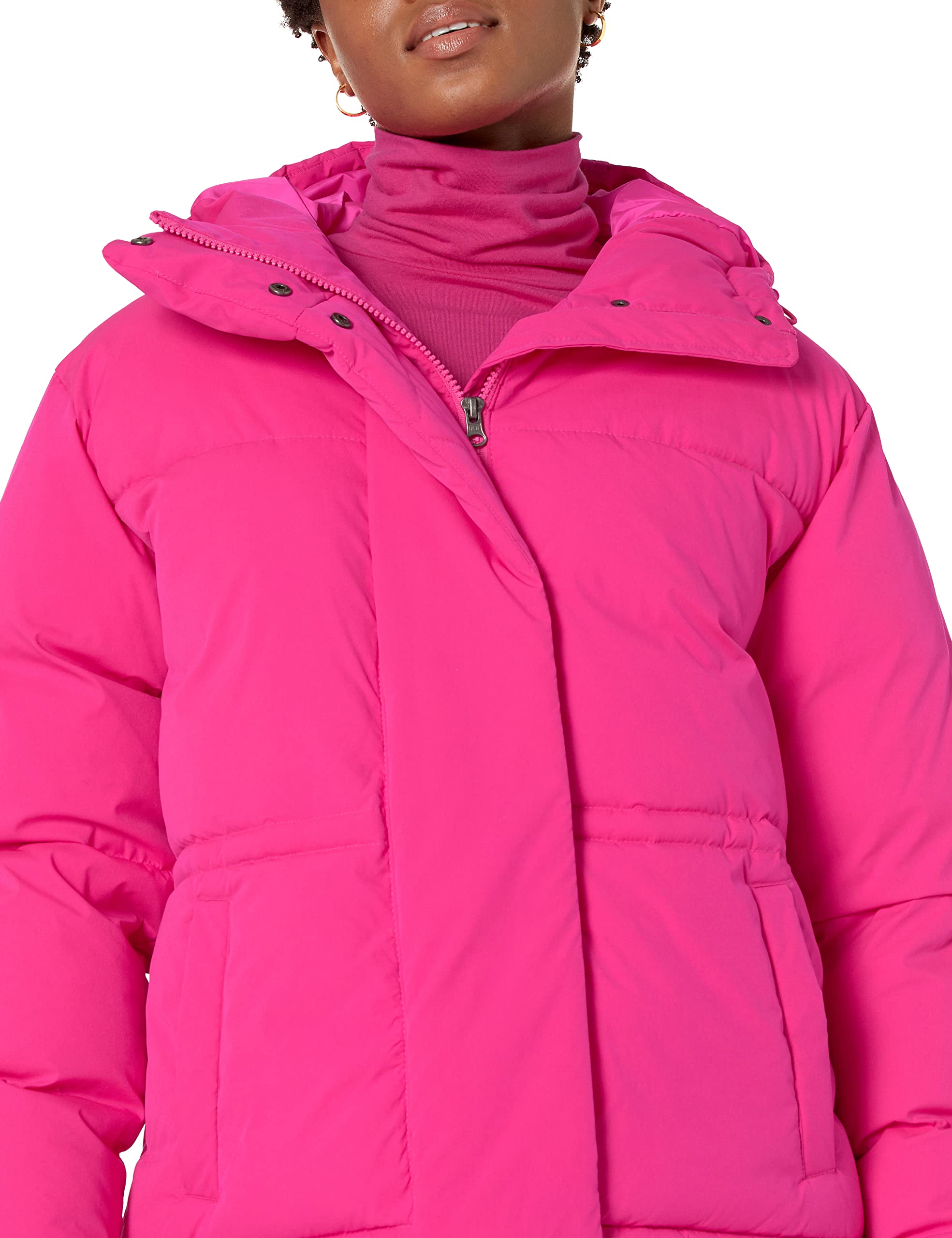 Amazon Essentials Mujer Chaqueta Acolchada Corta con Capucha y Cintura Ajustada (Disponible en Talla Grande)