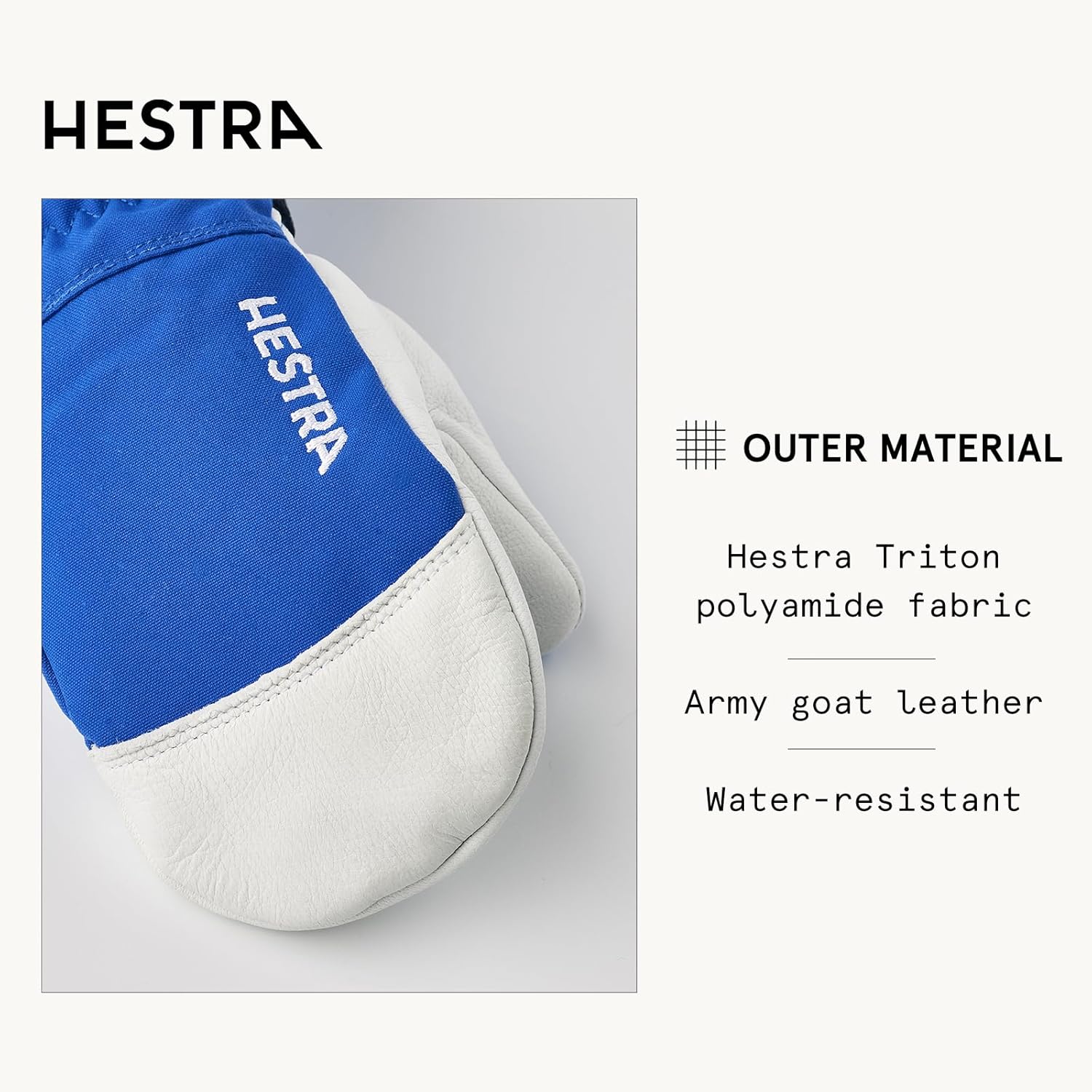 Hestra Army Leather Heli Ski Junior Mitt (Youth 4-13yrs) | Waterproof, Insulated Classic Kids Snow Mittens I Ski & Snow Play