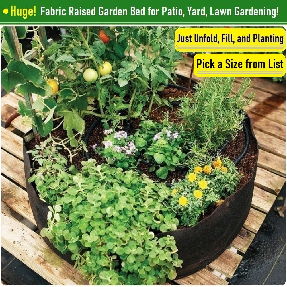 300 Gallonen Hochbeet Gartentasche (152.4x61 cm) Pflanzbeutel für Tomatenpflanzentopf, Kartoffelpflanzgefäß, Blumenbeet, Kräuterpflanzbeutel, Hofabfallbeutel, Blattbeutel mit Gartenarbeit Handschuhe