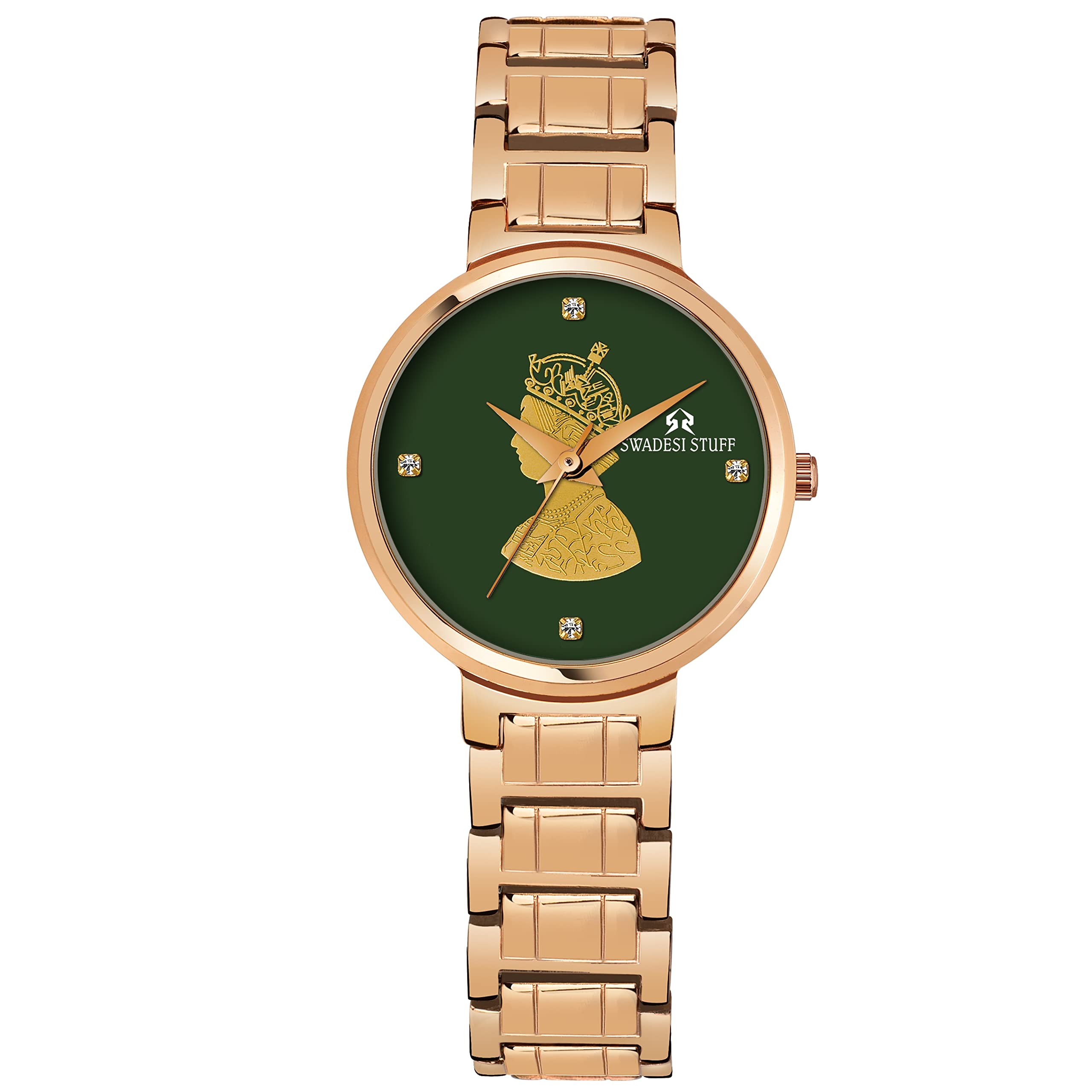 SWADESI STUFF Stainless Steel Royal Heritage Green Queen Dial Premium & Luxurious Analogue Watch For Women, Rose Gold Band (B0BX949SYQ) Amazon Price History, Amazon Price Tracker