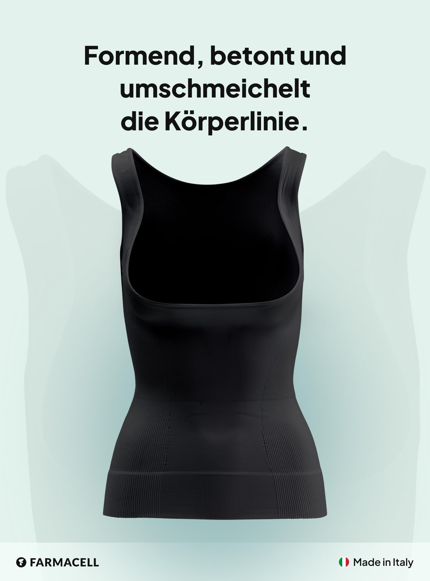 FarmaCell Shaping Unterhemd, Open-Bust Shapewear Damen Bauchweg, Made in Italy, 606