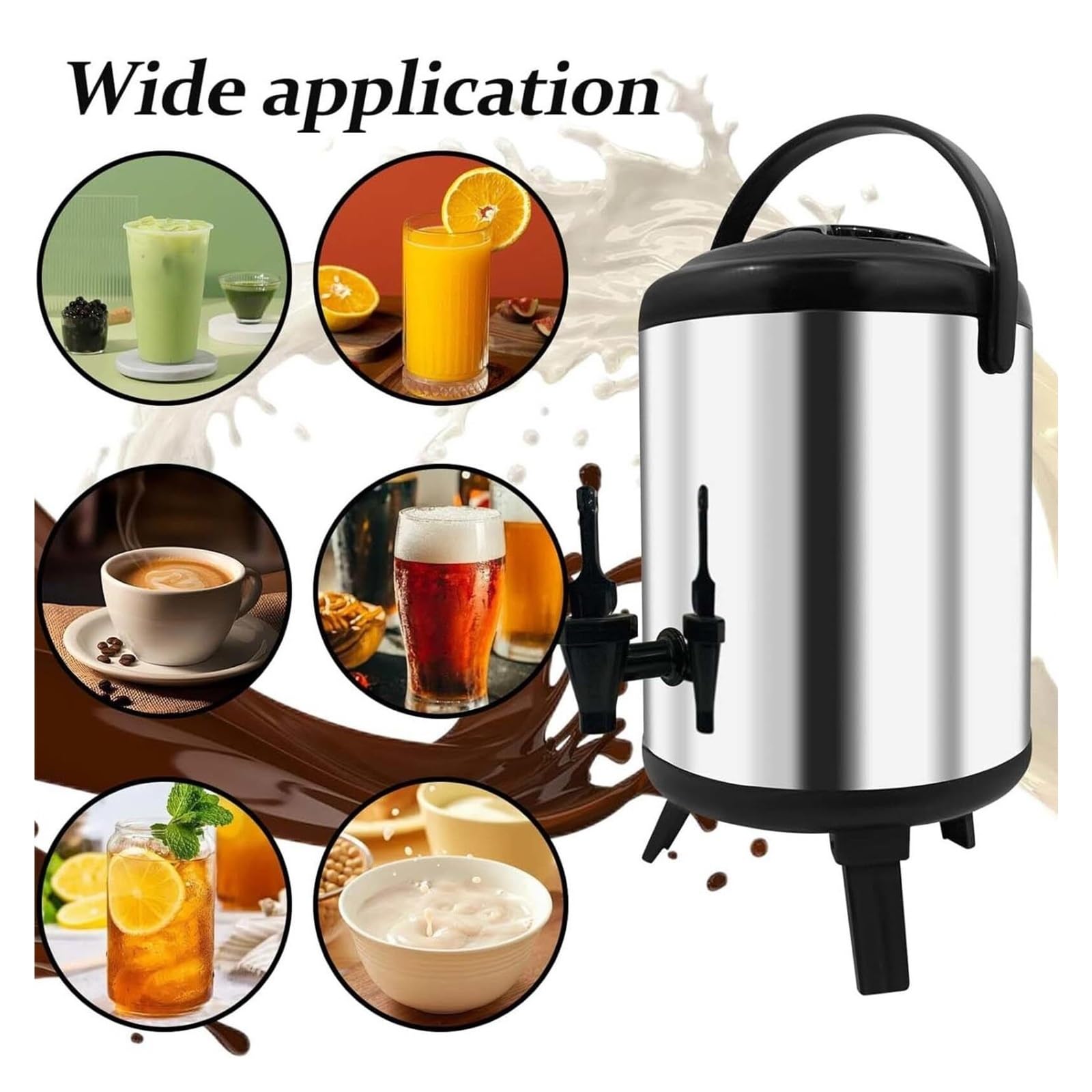 Distributore di bevande isolato con beccuccio, in acciaio inox, per bevande calde e fredde, 12 l, per caffè, tè, latte, feste