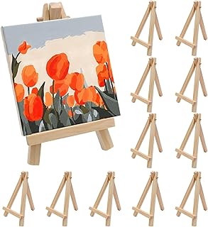 Uenhoy 12 Pcs Mini Wood Display Easel 5 Inch Small Wooden Easels for Displaying Canvas Paintings, Photos & DIY Crafts, A-Shaped Tripod Holder Stand Tabletop Easels