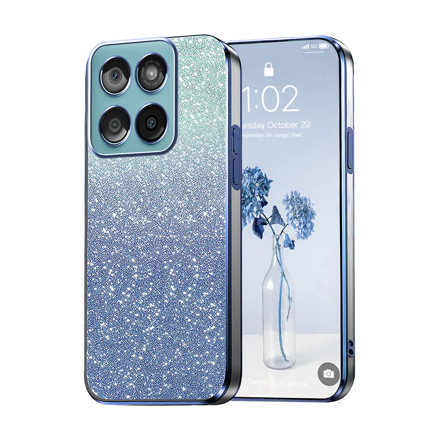 YUXING Cover Transparente Glitter per Motorola Moto G54