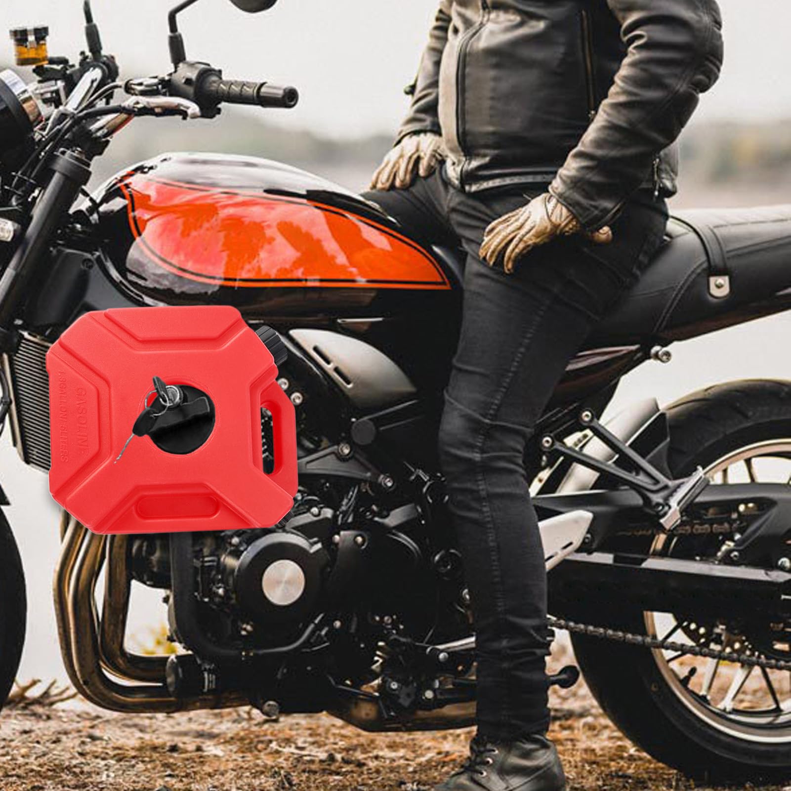 Zbiornik Oleju do Motocykli Terenowych i 5L Zbiornik Rezerwowy Oleju do | Pojemnik na Płyny Silnikowe dla Zewnętrznego Użytku, Kierowców Motocyklowych, Entuzjastów Przygód i Jazdy w Tereni