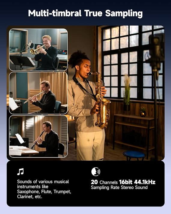 Eastar Digital Woodwind Electric Saxophone for Beginners, 27 Tones, Silent Practice, Hi-Fi Speaker, Adjustable Airflow, Reverb Effect, Rechargeable Battery, MIDI, BT Support, EDA-100