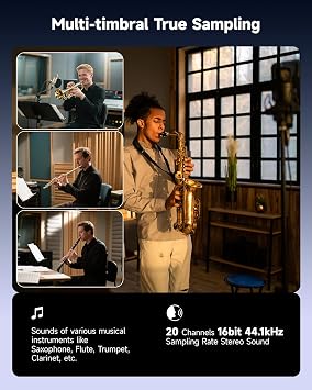 Eastar Digital Woodwind Electric Saxophone for Beginners, 27 Tones, Silent Practice, Hi-Fi Speaker, Adjustable Airflow, Reverb Effect, Rechargeable Battery, MIDI, BT Support, EDA-100