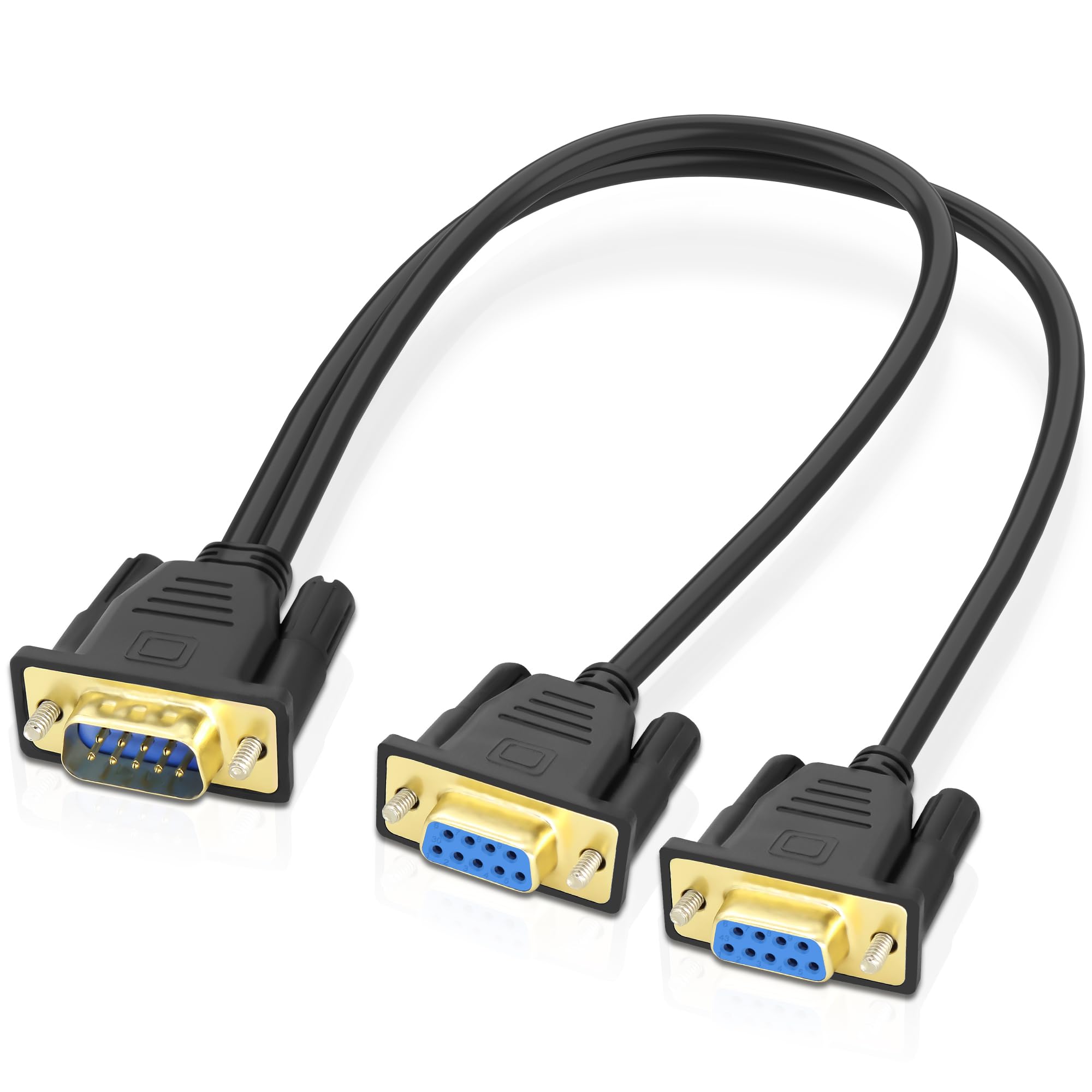 MEIRIYFA DB9 Y Splitter Adapter Cable DB 9Pin 1 Male to 2 Female RS232 Extension Cord Wire Straight Through Serial D-Sub Port for Connecting PC Digital Machine Tools-50CM (1 Male to 2 Female)