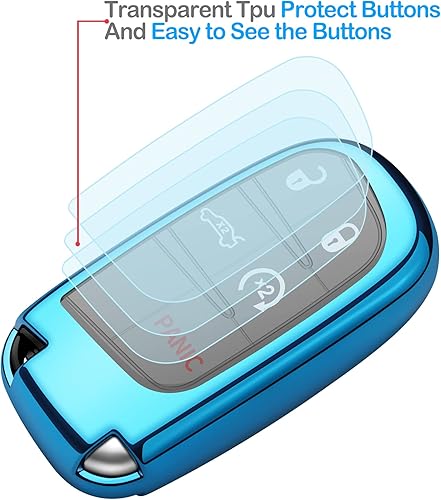 Miniatura 4 de Tukellen Funda para Llavero de Jeep Dodge de Calidad Premium Suave de Protección Completa Carcasa Compatible con Jeep Grand Cherokee Wrangler