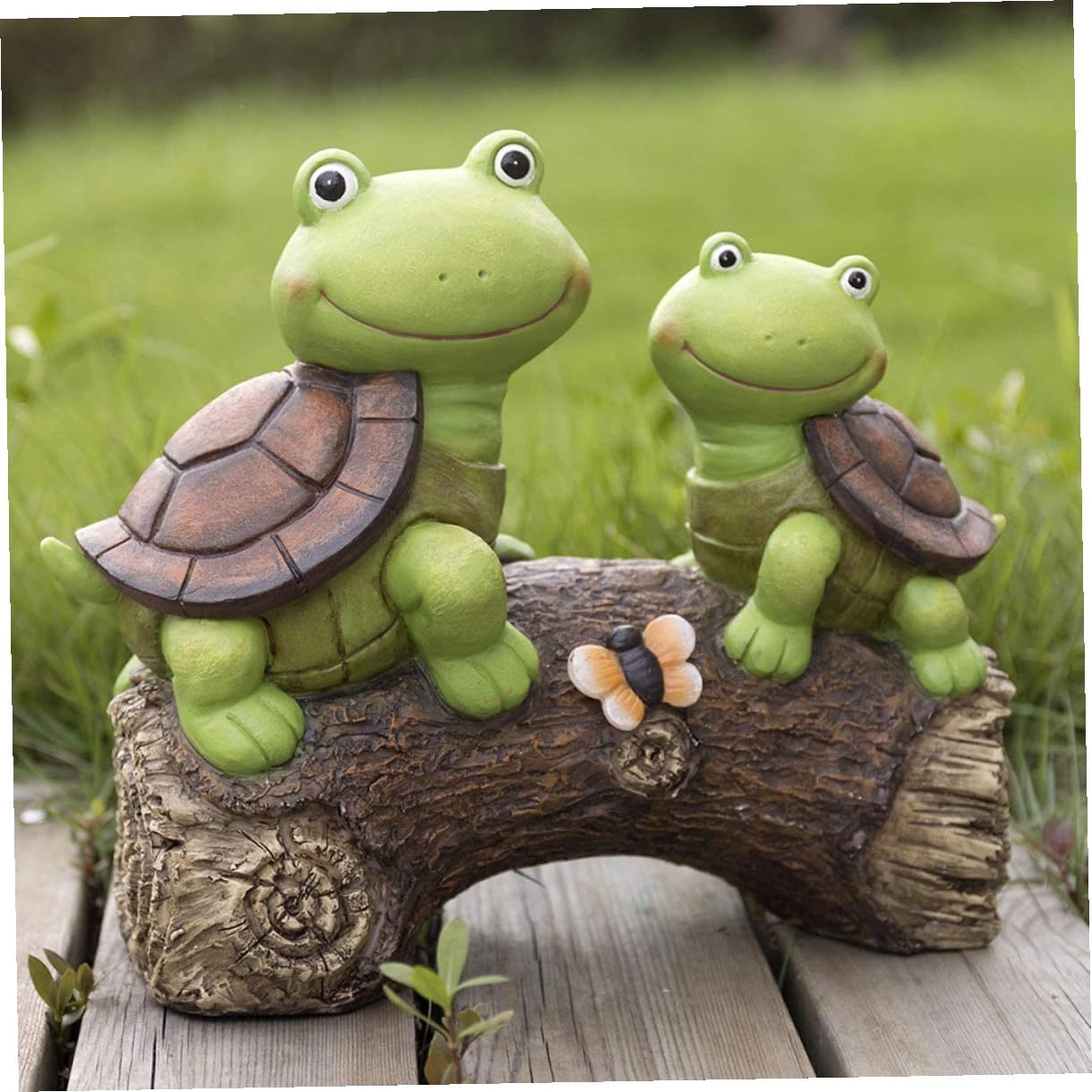 Lurrose Resin Turtle Solar Lamp Decorative Outdoor Garden Light Energy-Saving Animal Shape Landscape Lamp for Patio Lawn