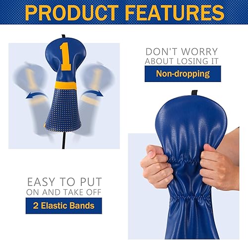 Miniatura 6 de Craftsman Golf Funda de cuero para cabeza de club, protector único para cabeza de conductor, se adapta a la funda de viaje de hasta 460 cc