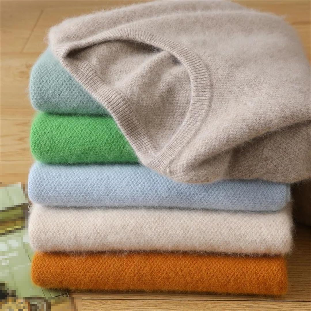 Suéter De Cachemira Polar para Hombre, Jersey De Cuello Redondo, Top Informal De Manga Larga