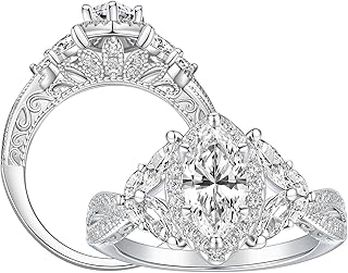 SHELOVES Art Deco Marquise Cluster Halo Wedding Engagement Rings For Wom...