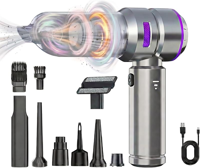 Mini Vacuum Cleaner for Car, Cordless Handheld Car Vacuum 21000Pa | under 1lb Lightweight, USB-C, Washable HEPA Filter, 2-in-1 Blower, Pet Hair & Crumb Pickup