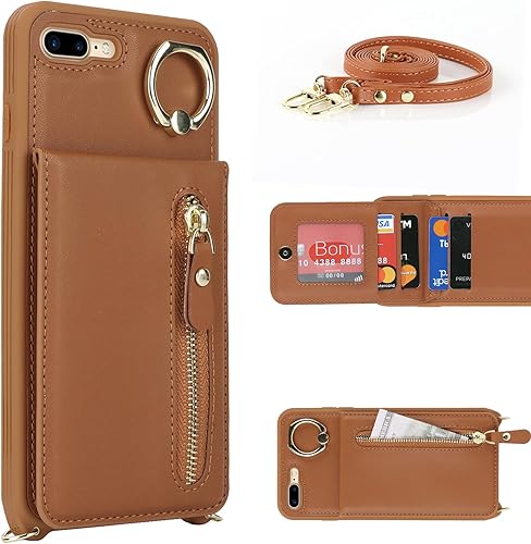 Miniatura 8 de Funda para iPhone 7 Plus8 Plus con tarjetero para mujer, iPhone 7 Plus8 Plus, cartera con correa y ranuras para tarjetas de crédito, bandolera con