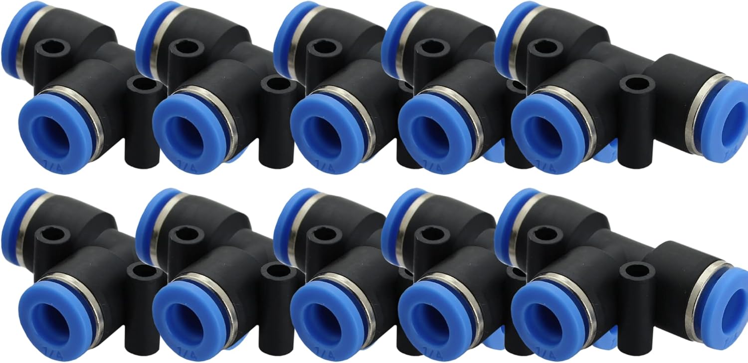 Shopcorp Push to Connect Air Line Fittings Tube tee 1/4" Od