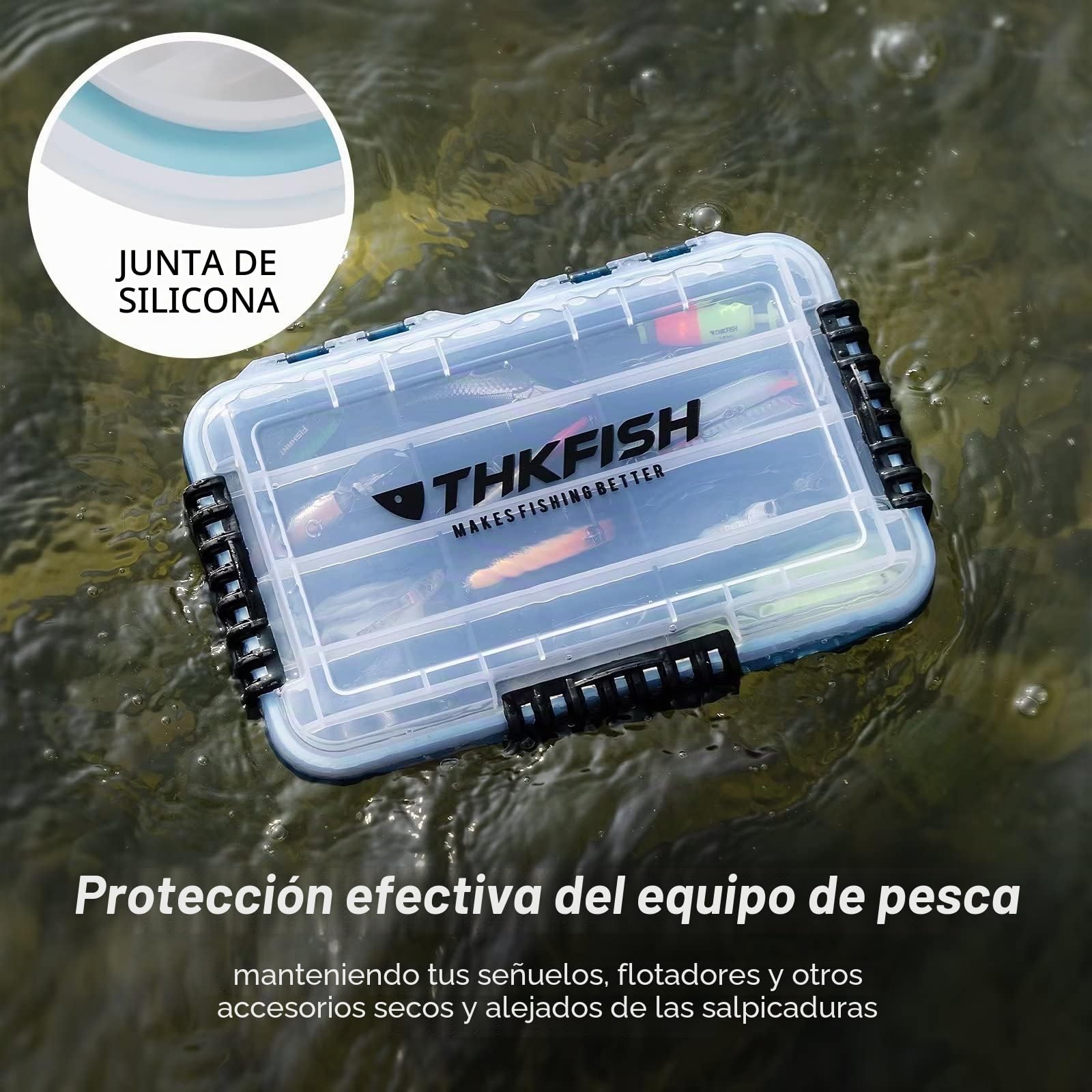 THKFISH Caja de Aparejos de Pesca Caja de Cebo Flotante Impermeable para Paletas de Aparejo de Pesca 3600-2pcs