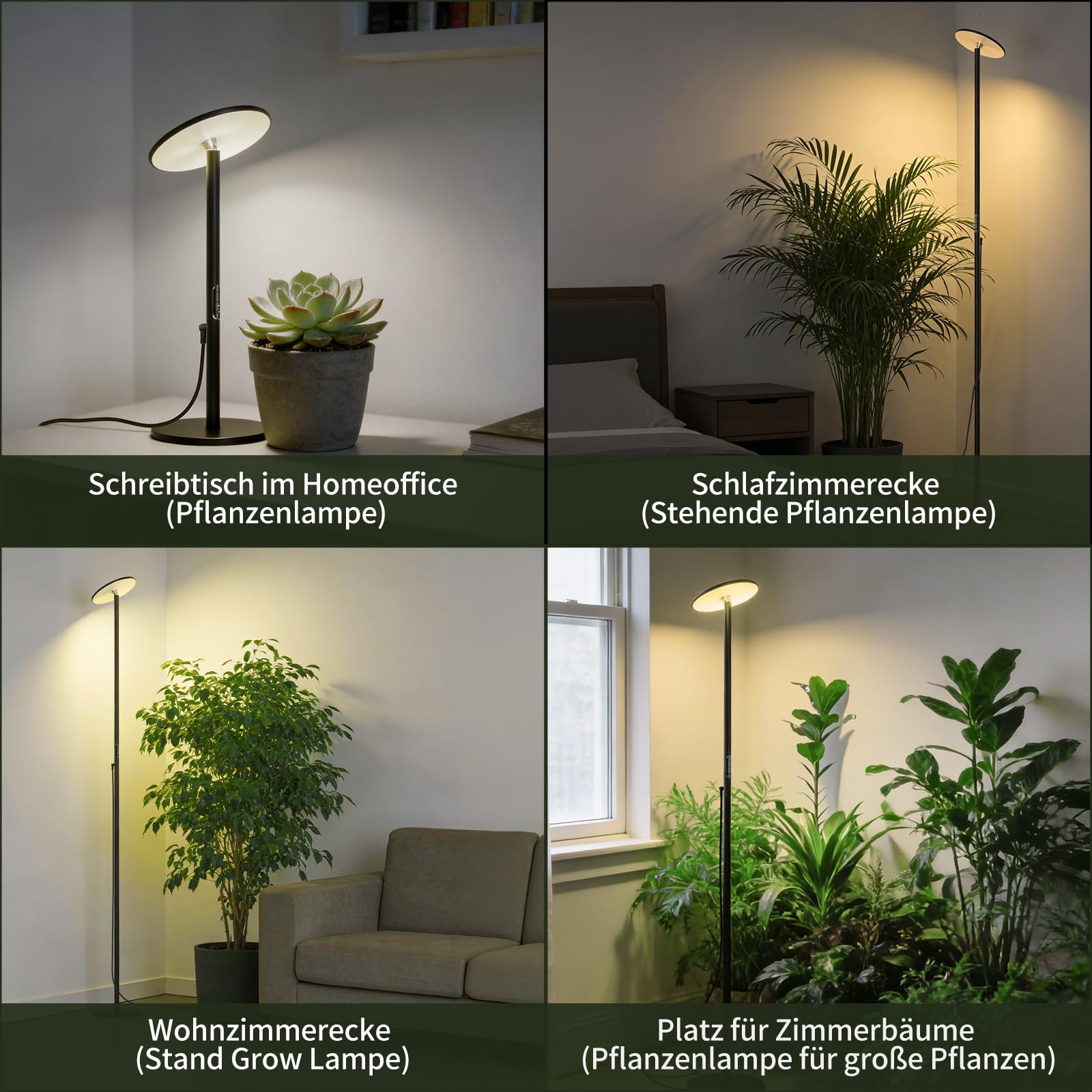 Pflanzenlampe LED Vollspektrum für Zimmerpflanzen, 60W Pflanzenlicht stehend, 216 cm, dimmbar, 2300–6500K, mit Timer & Fernbedienung, für große Pflanzen und Zimmerbäume