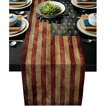 Home Textiles Parties And Celebrations 13 X 70 Inch Vintage American Flag Table Decor Greeeen Cotton Linen Table Runner Us Flag Kitchen Table Runners For Family Dinner Banquet Home Signstv Co Ke