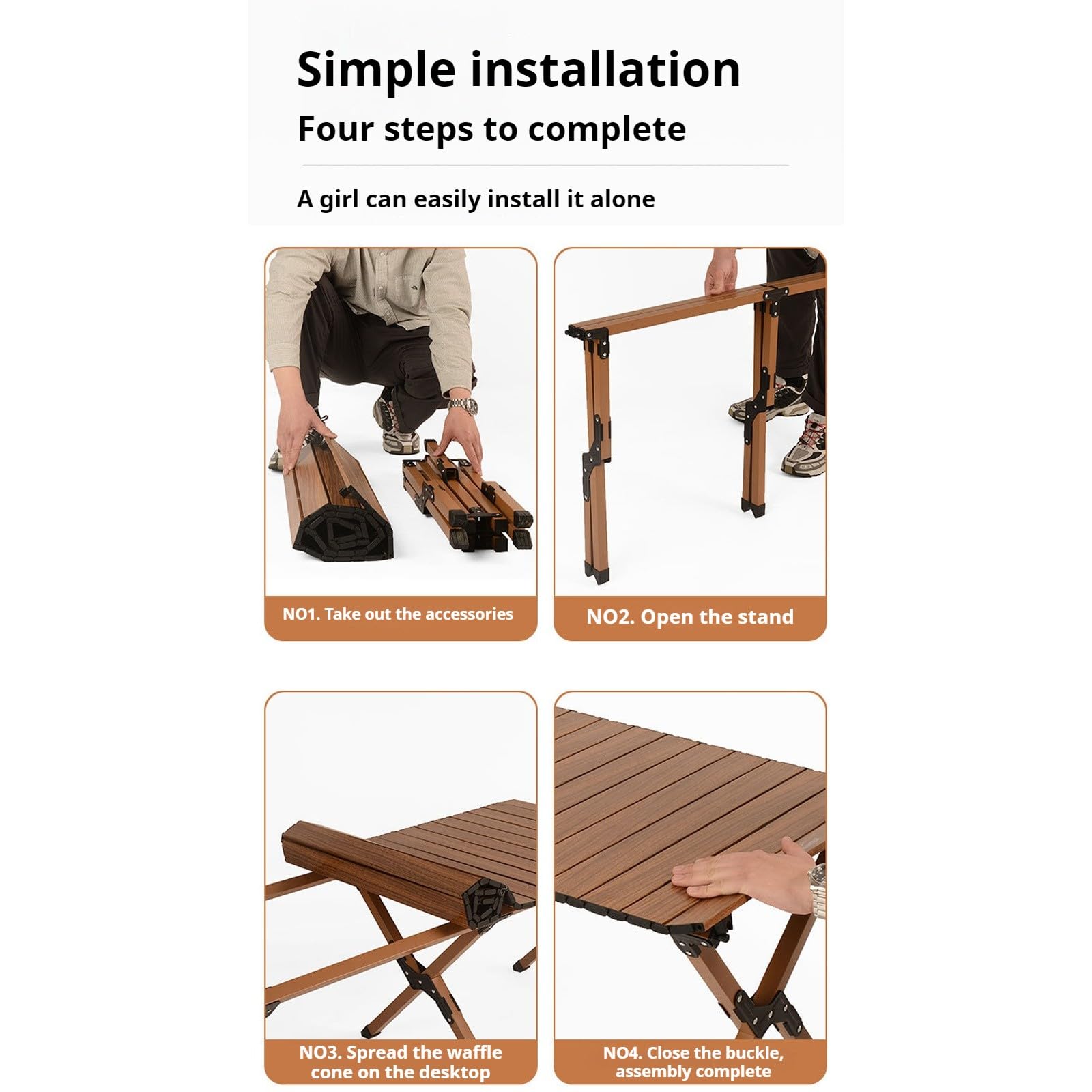Tavolo da campeggio pieghevole,tavolo basso in alluminio leggero e arrotolabile,tavolo da picnic portatile con borsa per il trasporto per esterni,spiaggia,picnic,cortile,barbecue e feste Beech,115cm