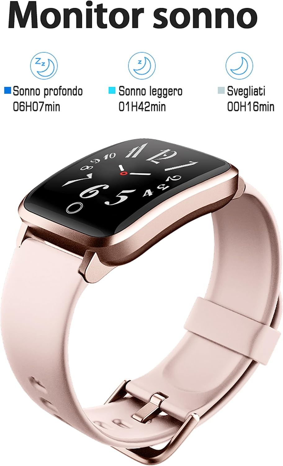 ZOSKVEE Smartwatch, IP68 Impermeabile,Uomo Donna Fitness, 11 modalità Sportive, Monitoraggio del Battito Cardiaco Sonno Ciclo Mestruale Pedometro, Notifiche Whatsapp, Compatibile con Android/iOS