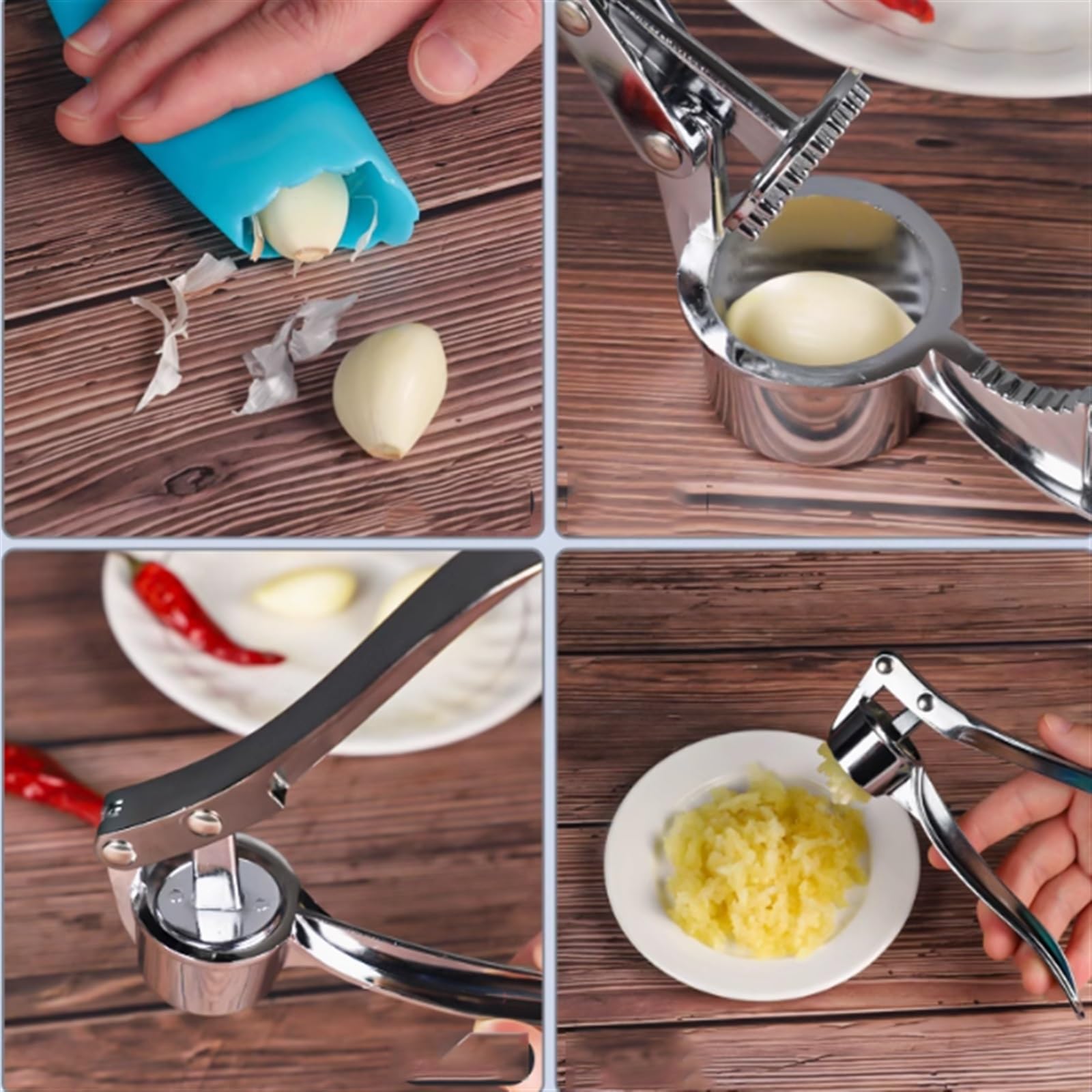 Knoblauchpresse und Zerkleinerer, rostfreie Küchenpresse mit ergonomischem Griff für einfache Reinigung, ideal für Knoblauch- und Ingwerstampfer, unverzichtbares Küchenwerkzeug