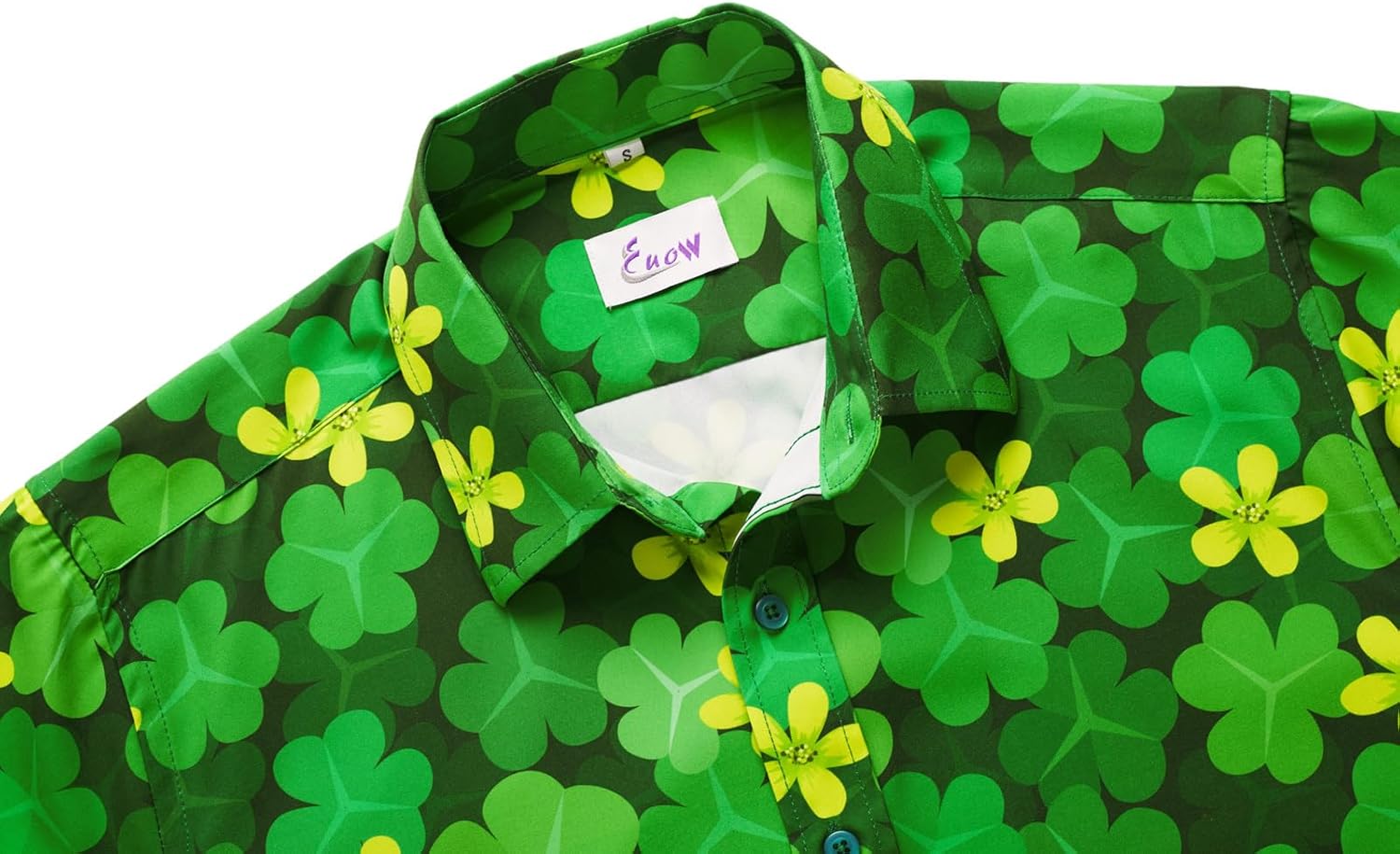 EUOW St. Patrick's Day Hawaiian Shirt for Men Irish Printed Casual Short Sleeve Button Down Beach Shirts - Image 4