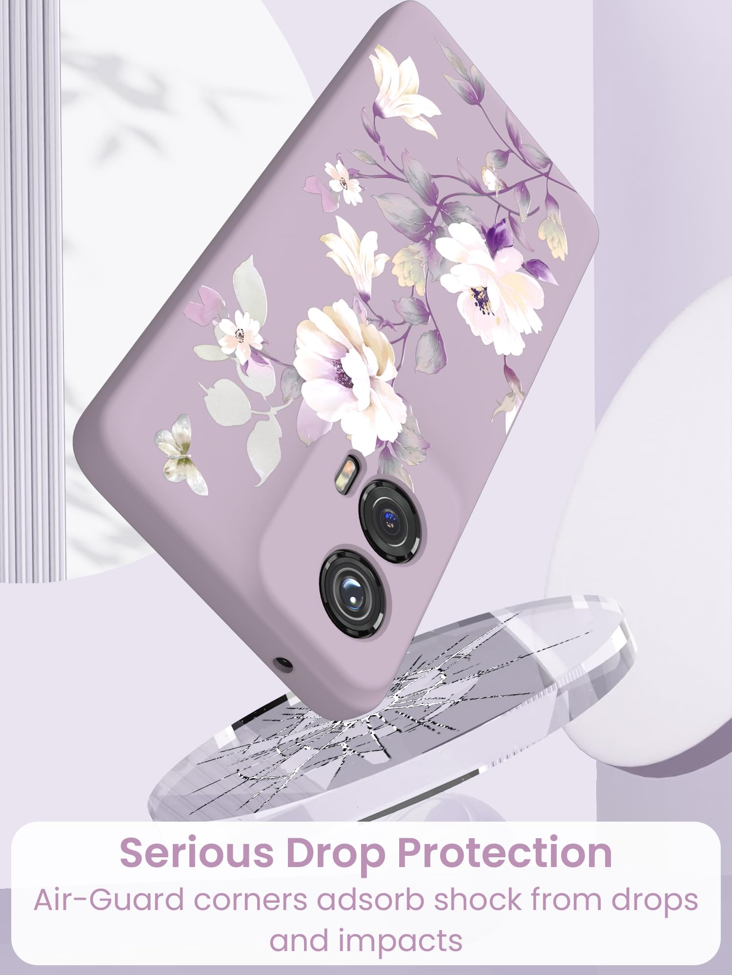 Yucenx Funda para Motorola G Stylus 5G 2024 con 2 protectores de pantalla de vidrio templado, funda de silicona líquida para niñas y mujeres, a prueba de golpes, antiarañazos, funda de protección