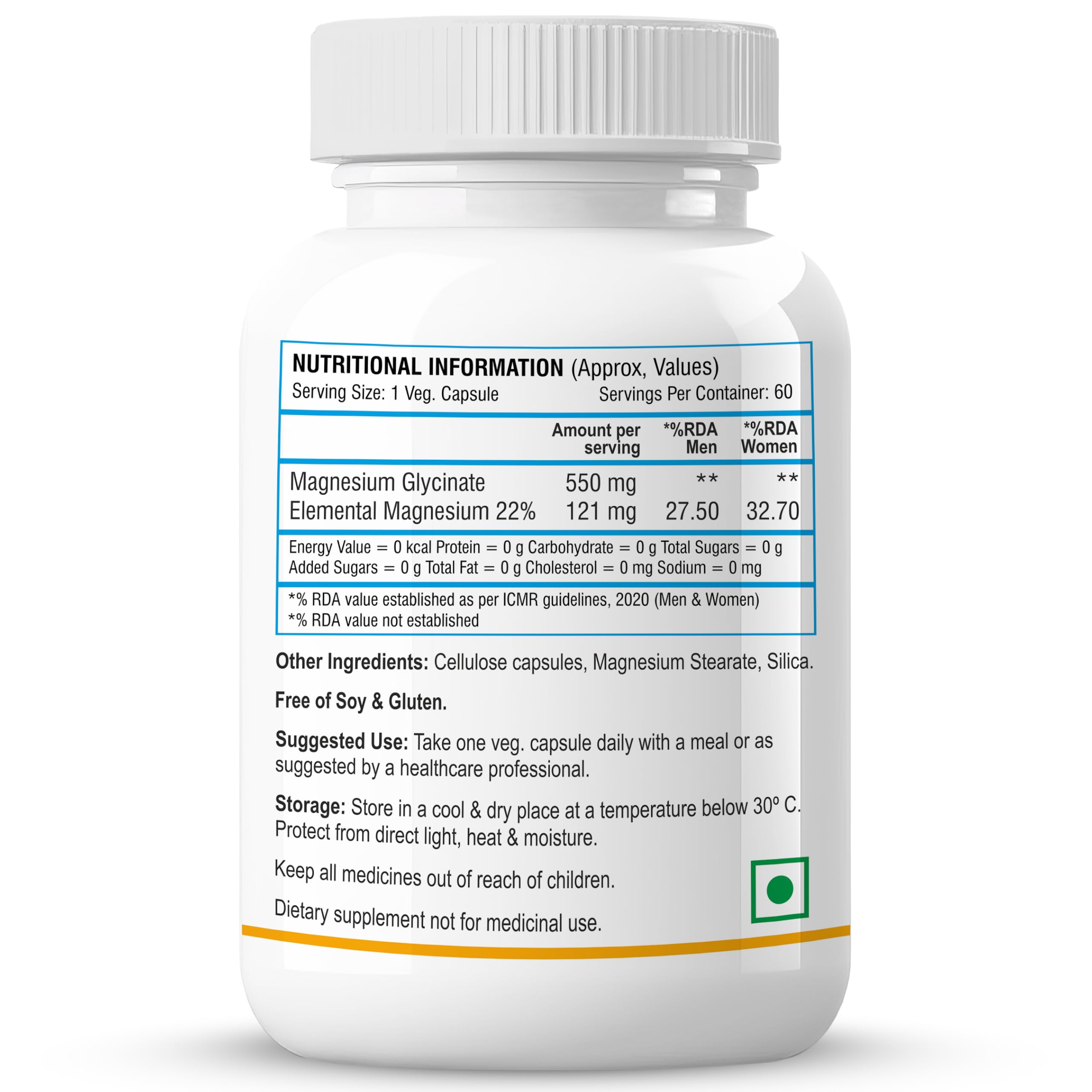 Biotrex Nutraceuticals Magnesium Glycinate | Highest Bioavailability | Cramps, Sleep & Mood balance | Chelated Form With Superior Absorption | Muscle Recovery & Nerve Function | 60 Veg Capsules — Amazon image 2