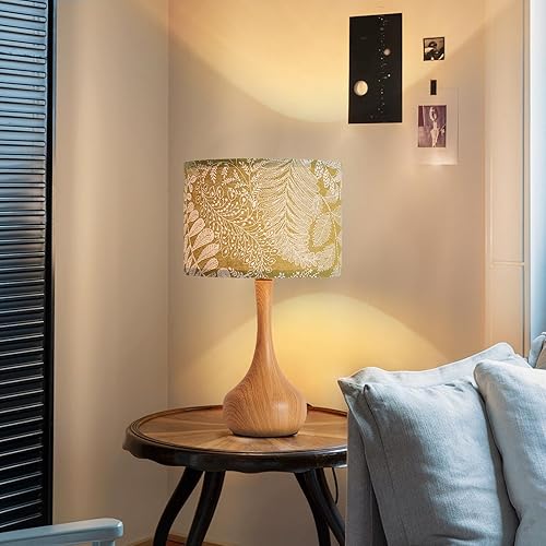 Miniatura 9 de Lámpara de mesa moderna de 17 pulgadas, lámpara de escritorio para sala de estar, dormitorio, oficina en casa, patrón de madera natural, mesita de