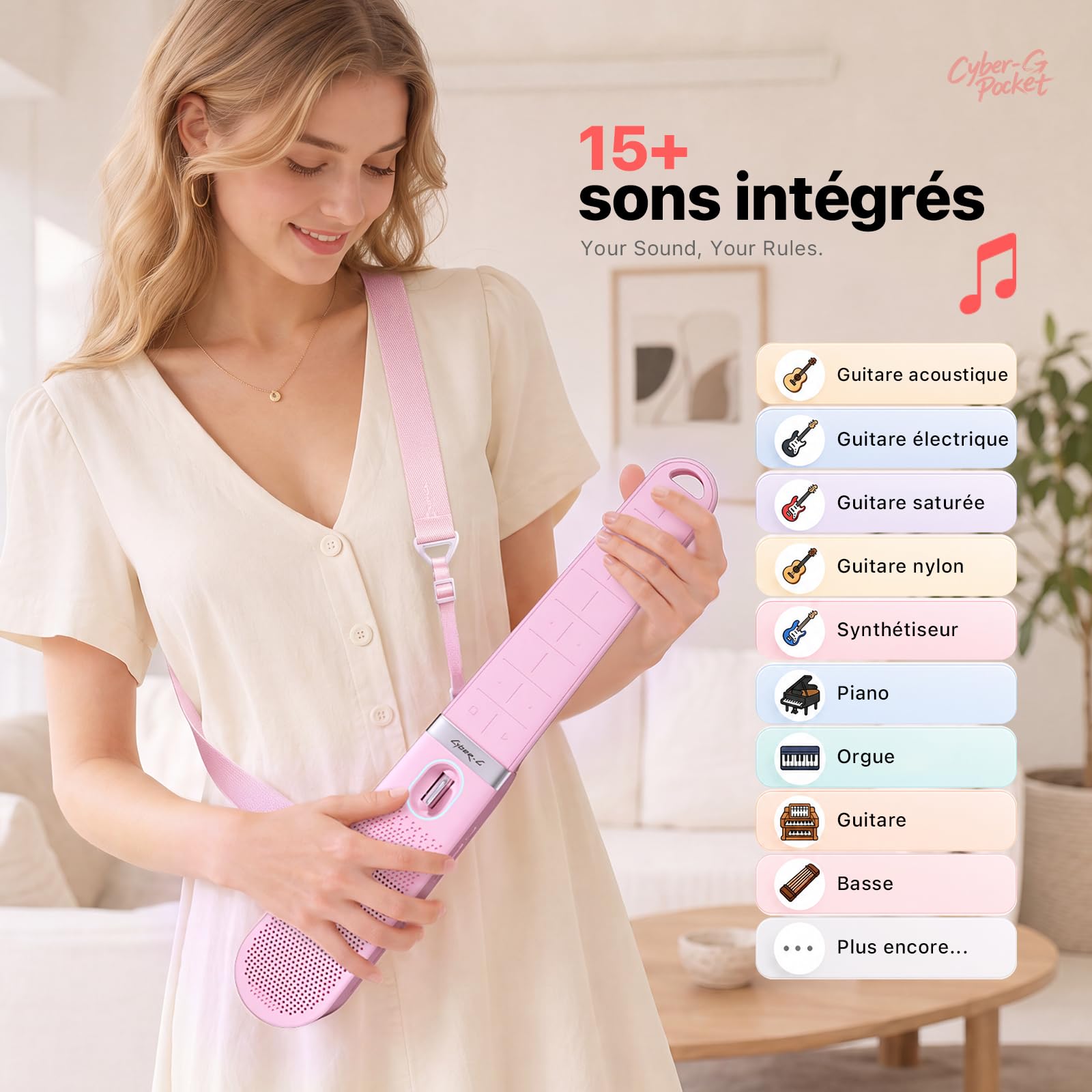 Enya Cyber-G Pocket Guitare Intelligente Jouet : Guitare interactif sans Cordes et sans frettes Portable Jouet Musical Apprentissage débutant éducation Musicale Cadeau créatif pour Enfants et Adultes