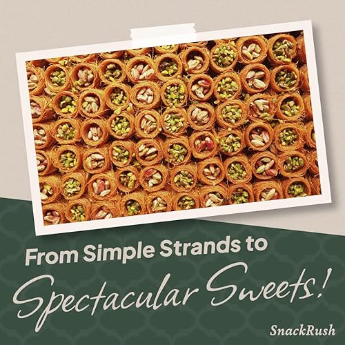 Miniatura 4 de SnackRush Kadayif seco y picado - Masa Phyllo triturada 500g (1.1lb)  Perfecto para Kunafa, Knafeh, chocolate de Dubai, postres de crema de