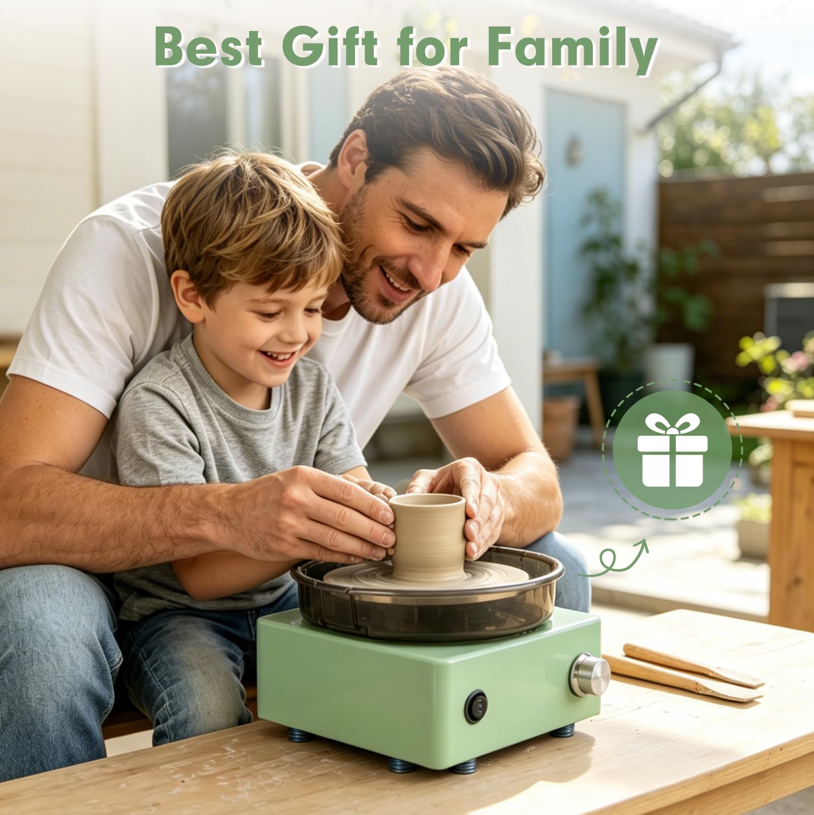 Mini Torno de Alfarero Eléctrico, Torno Cerámica para Adultos y Niños,Torno Cerámica Profesional con Velocidad Regulable, Kit Completo (Plato, Pedal, Herramientas) para Aprender Alfarería en Casa
