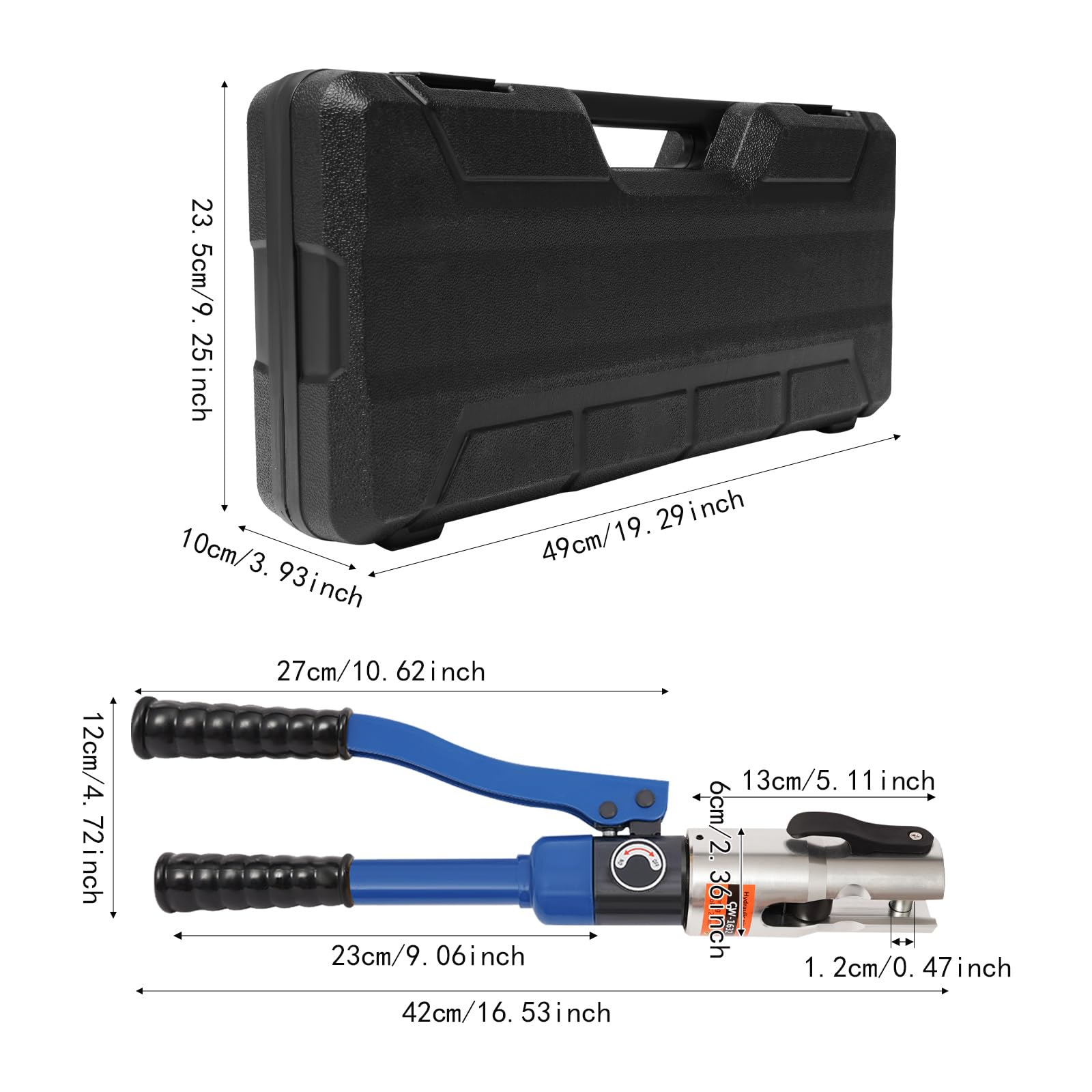 Pinza crimpatrice professionale per profilo a V e profilo a U, pinza crimpatrice idraulica, testa girevole a 360°, U16 U20 U25 U32 e V12 V15 V18 V22 V28, per tubi in rame e connessioni