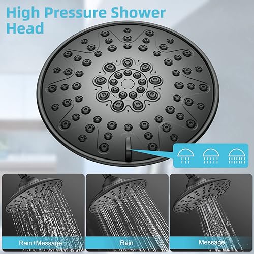 Miniatura 5 de EMBATHER Juego de grifos de ducha negros, sistema de ducha de cabezal de lluvia con 8 modos de alta presión de mano completo y kit de ajuste de