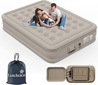 Luxchoice Luftmatratze Selbstaufblasend 2 Personen, 200×148×35 cm Gästebett mit Akku Pumpe Aufblasen in 2‒3Mins, Luftbett Ultraweiches Outdoor-Nylon, Aufblasbare Matratze für Camping & Zuhause