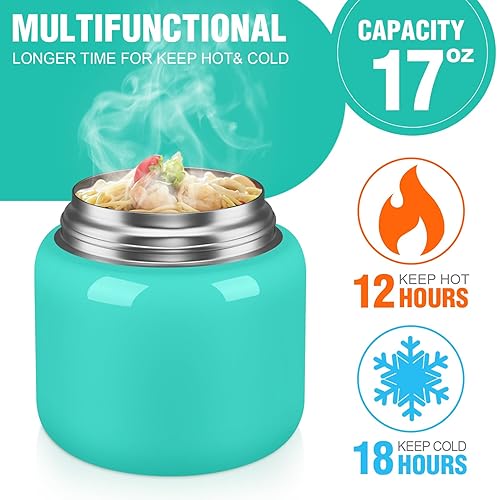 Miniatura 3 de Tarros de comida aislados de mano, contenedor térmico de comida para niños, con cuchara plegable, termo de sopa, diseño de boca ancha, comidas frías