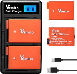 Vemico LP-E8 Batería Cargador Kit 2 Pack 1300mAh Baterías de Recambio Tipo C LCD Cargador Dual para Canon EOS 550D/600D/650D/700D/Kiss X4/X5/X6i/X7i/Rebel T2i/T3i/LC-E8E (Compatible con el Original)