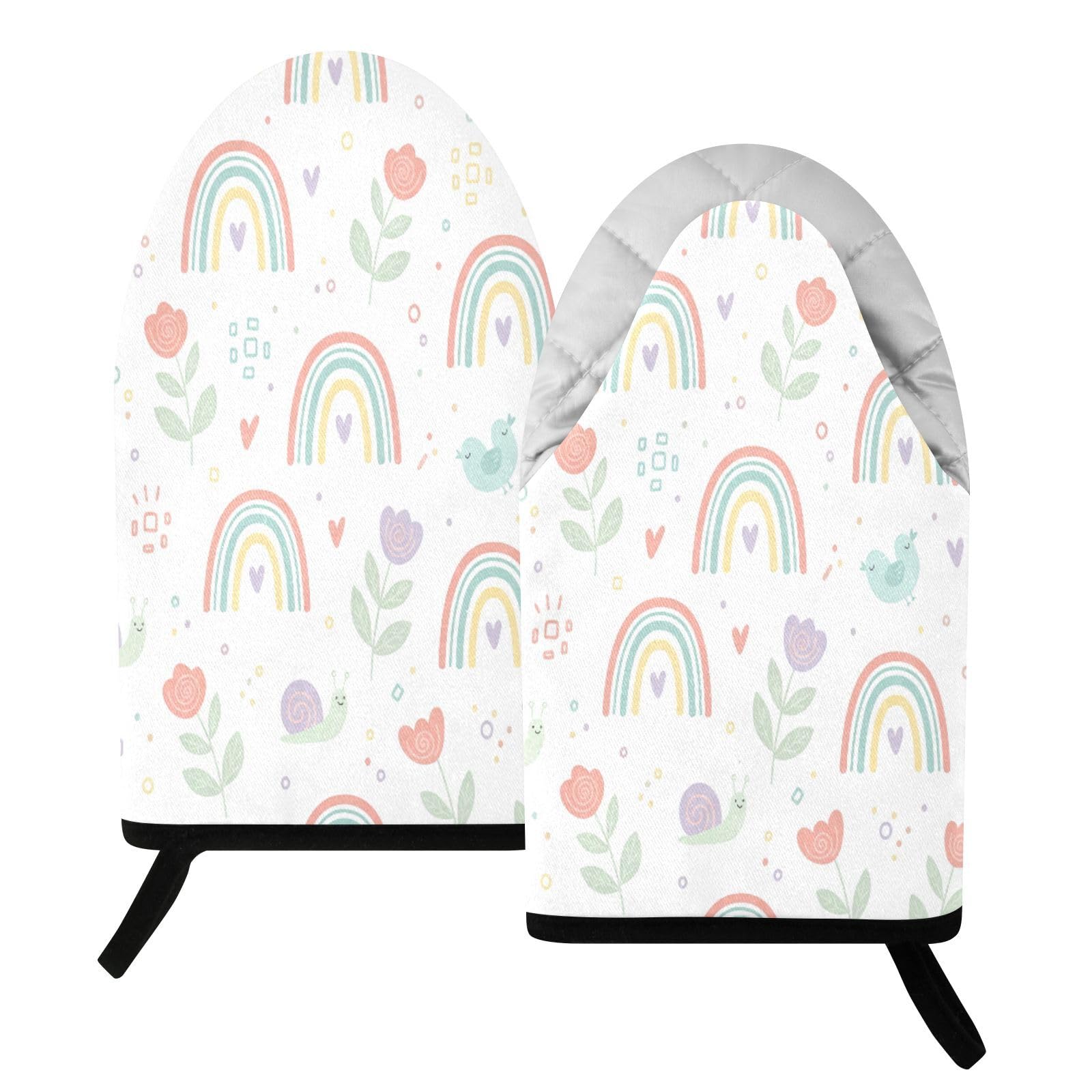 BURSTDDY Cartoon Rainbow Oven Mitt,Heat Resistant Kitchen Mitts for Cooking